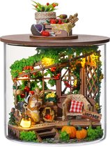 Kit Maison De Poupée Miniature DIY Sous Cloche - Éclairage LED Inclus - Décoration Noël Ou Cadeau Créatif