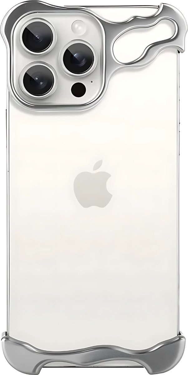 Minimalist phone case - Aluminium bumpercase iphone - Telefoonhoesje - iPhone hoesje shockproof - iPhone - Aluminium - Metaal - Zilver - Bumper hoesje Iphone 16 pro