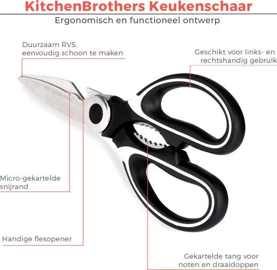 KitchenBrothers Keukenschaar - Vaatwasserbestendig - Zwart/Wit - KitchenBrothers