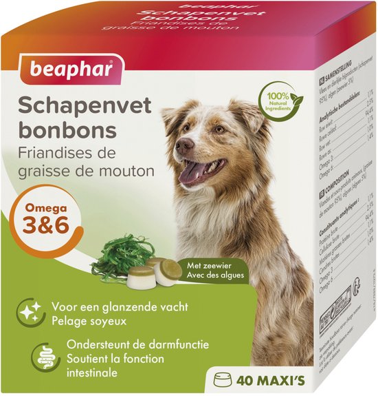Beaphar Schapenvet Bonbons+Zeewier Hondensnack - 245 gr