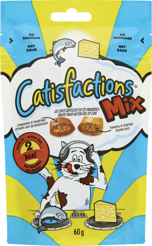 Catisfactions Kattensnoepjes - Mix - Zalm/Kaas - Kattensnack - 60 g