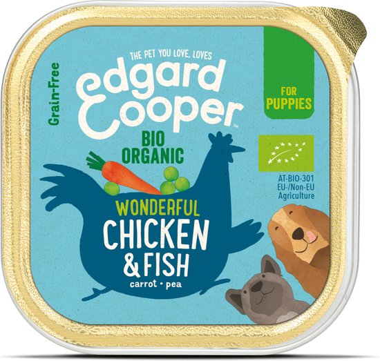 Edgard & Cooper Biologische Kip & Vis Kuipje - Voor Puppy's - Hondenvoer - 100g NL-BIO-01