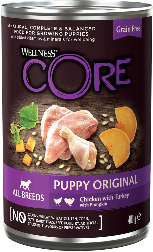 Wellness Core Grain Free 95 Puppy - Hondenvoer - Kip Kalkoen Pompoen 400 g
