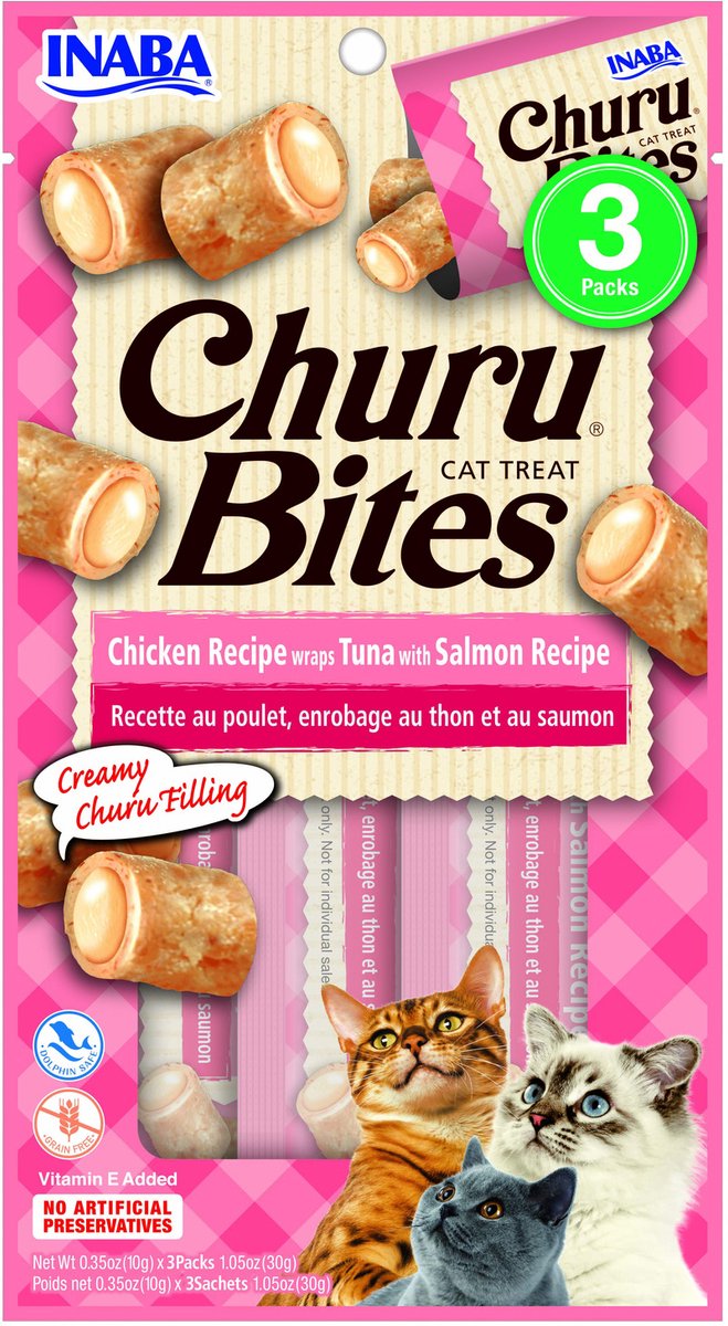 Inaba Ciao Churu Bites kip met tonijn en zalm kattensnack 9 x 10 g