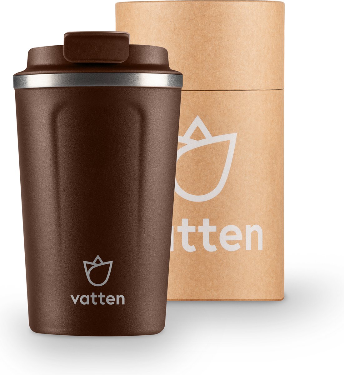 Vatten Thermosbeker - Koffiebeker - Travel Mug - Donkerbruin - 380ml - Theebeker