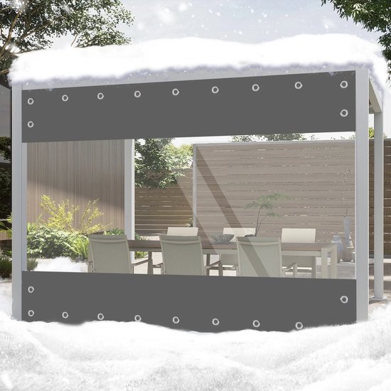 WZYJLyds Doorzichtige zeildoekgordijnen voor buiten, transparante zijpanelen van het tuinhuisje met PVC-zeildoek en ritssluiting, pergola veranda carport waterdichte zeildoekzijpanelen, aanpasbaar