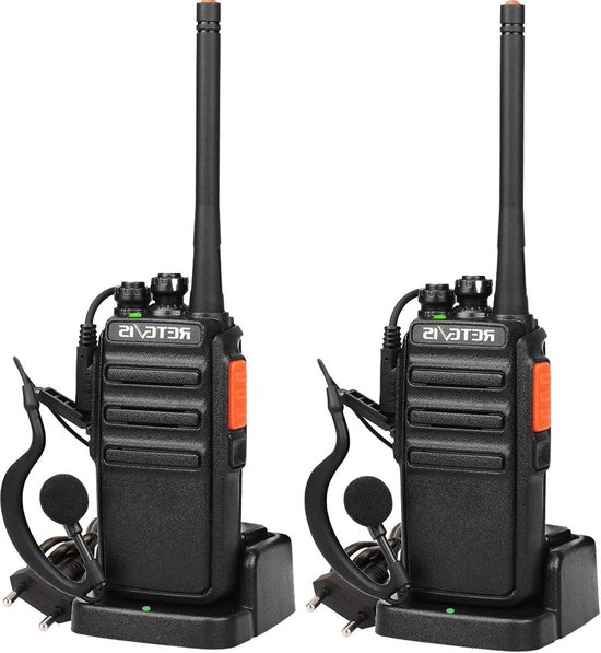 Retevis RT618 Walkie Talkie met Headset, Mini PMR446-Radio, Dubbele PTT Lange Afstand 2-Weg Radio 16CH VOX Emergency Walky Talky voor Hotel, Detailhandel (Zwart, 4Stuks Retevis RT618 Walkie Talkie met Headset, Mini PMR446-Radio, Dubbele PTT Lange Afstand 2-Weg Radio 16CH VOX Emergency Walky Talky voor Hotel, Detailhandel (Zwart, 4Stuks