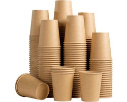ECO Kartonnen Koffiebekers 240 ml 8oz bruin - 100 Stuks - wegwerp papieren bekers karton – drank bekers – drinkbekers- koffie beker – wegwerpbeker – Koffiekopjes – Koffiemokken - Warme en Koude Dranken - milieuvriendelijk