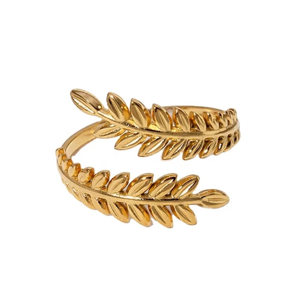 Verstelbare Leaf ring - Stainless Steel - Goudkleurig - Blaadjes - The Jewellery Salon - Statement - Minimalistische sieraden