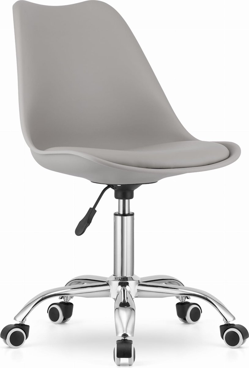 ALBA Bureaustoel Grijs, Ergonomisch Design, Verstelbare Zithoogte, Chrome Basis. Perfect voor Kinderkamer of Kantoor. Max. 110 kg