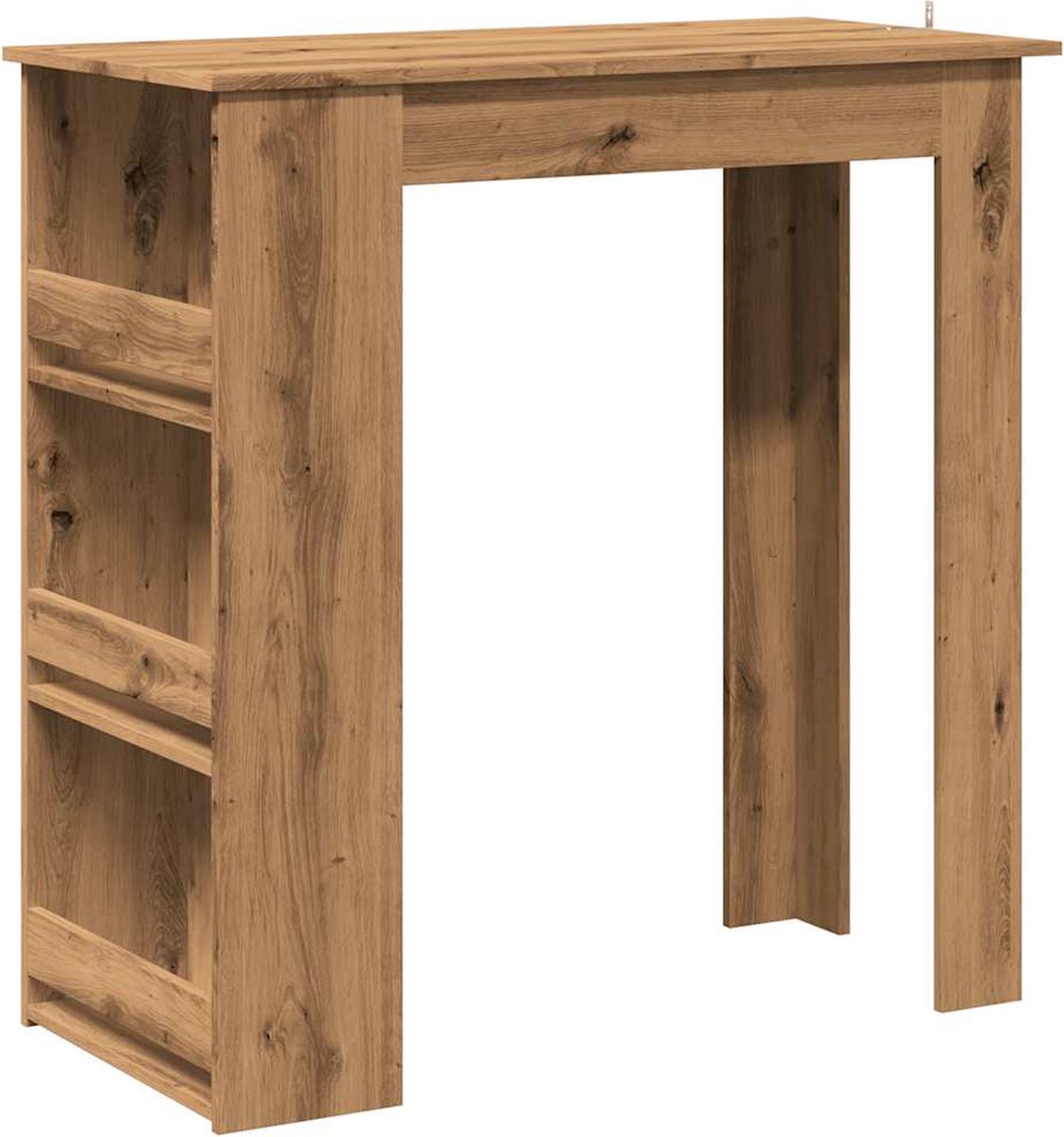 vidaXL Bartafel - met - opbergrek - 102x50x103,5 - cm - artisanaal - eikenkleurig artisan eiken