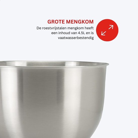 White-Label® Mixer met Mengkom - Keukenmachine - Keukenrobot - Rood van Merkloos — afbeelding 5