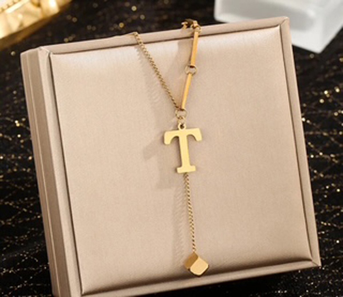 JP Family Jewelry - Luxe Halsketting - Dubbel Verguld RVS, Lengte 40+5 cm - Letter T