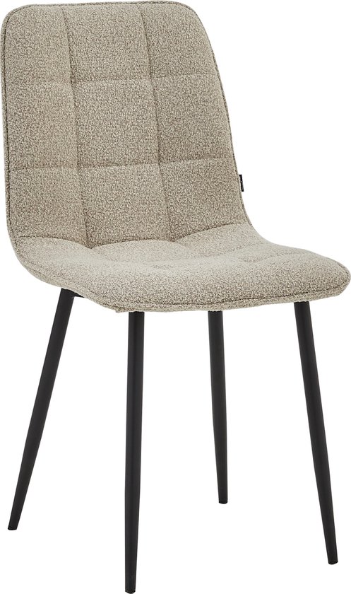 Colenis® - Ela Eetkamerstoel - Set Van 6 - Beige - Bouclé - Industrieel