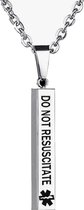 CHPN - Niet reanimeren ketting - Do Not Resuscitate chain - Zilverkleurig - Geen reanimatie - In geval van nood - Unisex