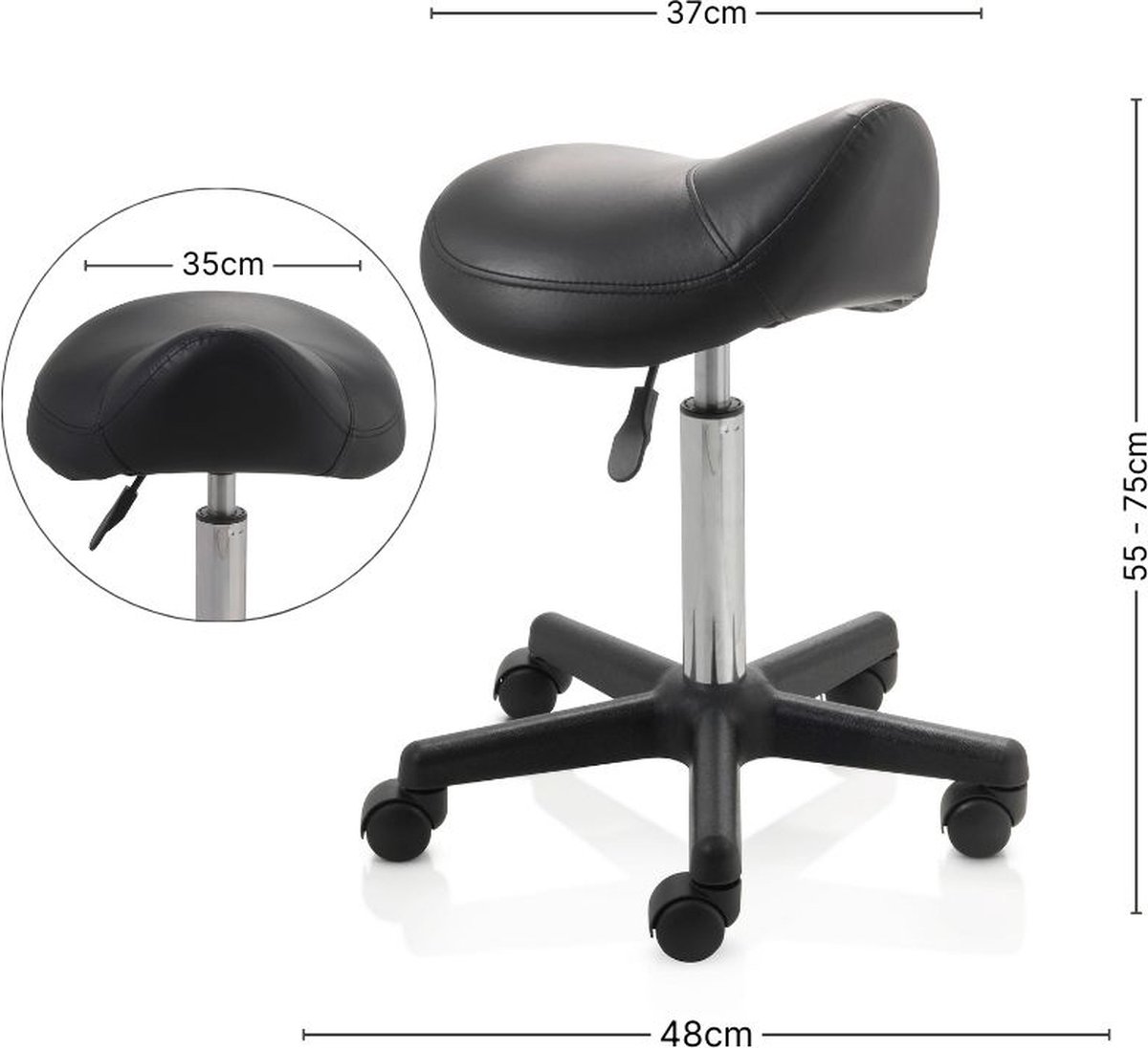 ZenGrowth ergonomische zadelkruk hoge gasveer - ARBO-gecertificeerd thumbnail 2