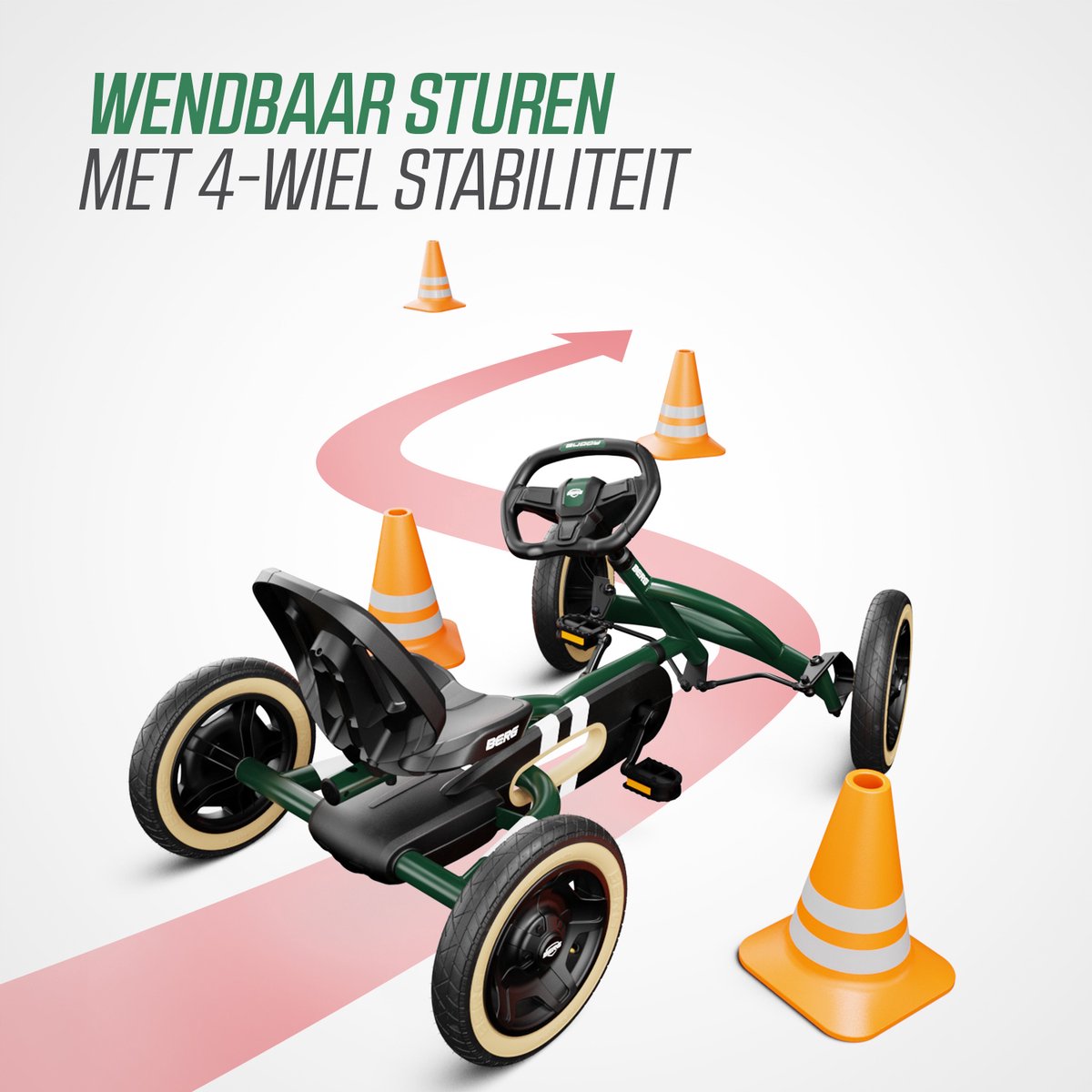 BERG Buddy Retro Green Skelter - 3+ Jaar - Vrijloopautomaat - Verstelbare Stoel - Groen — afbeelding 9
