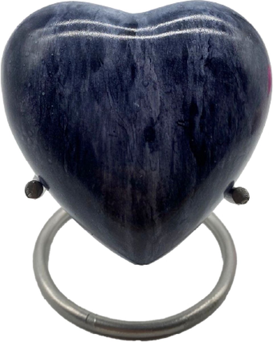 Akerz Mini Urn - Hart - donker- Aluminium - Inclusief Standaard - Graveerbaar - 80ml