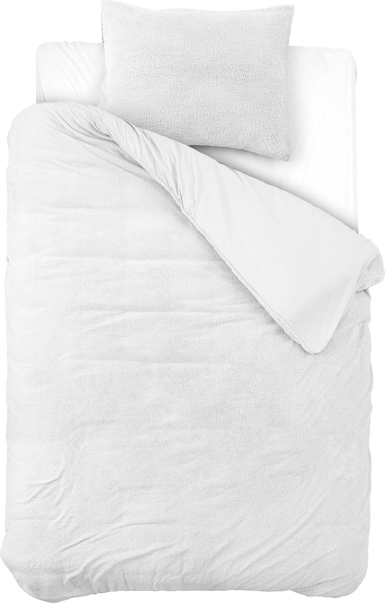 Sleeptime Teddy Katoen Dekbedovertrek - 140X200/220 + 1 x kussensloop 60x70 - Wit
