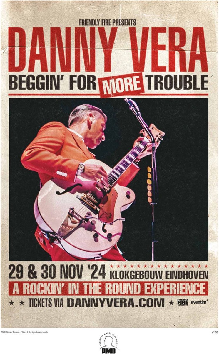 Danny Vera Beggin' For More Trouble Concert Litho - Eindhoven Concert Gelimiteerd -