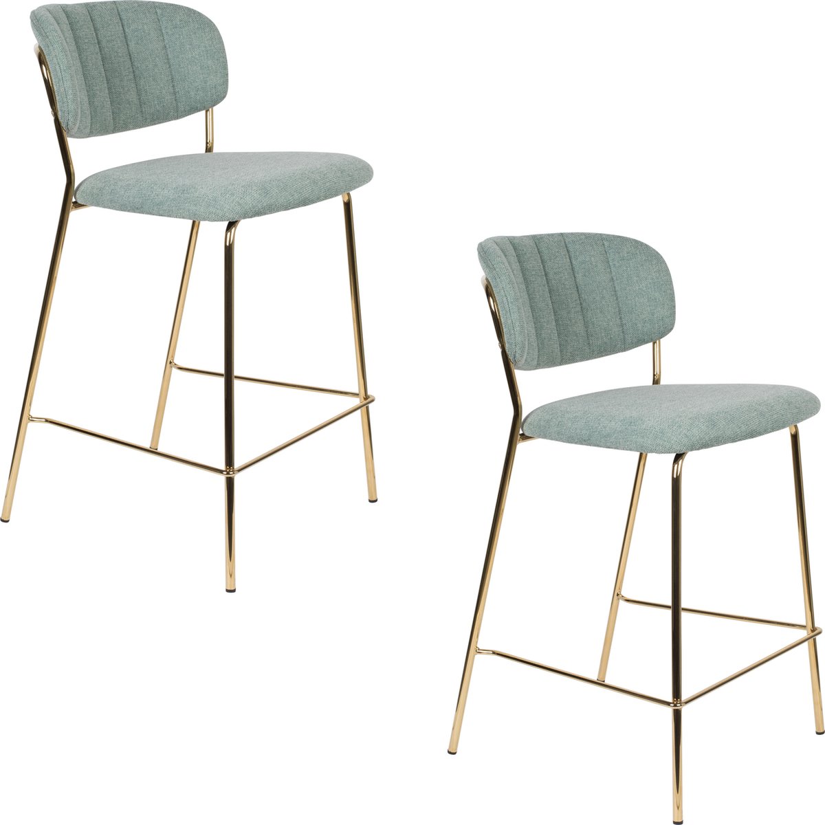 Housecraft Living Jolien Barkrukken 65 cm Goud/ Lichtgroen - Set van 2