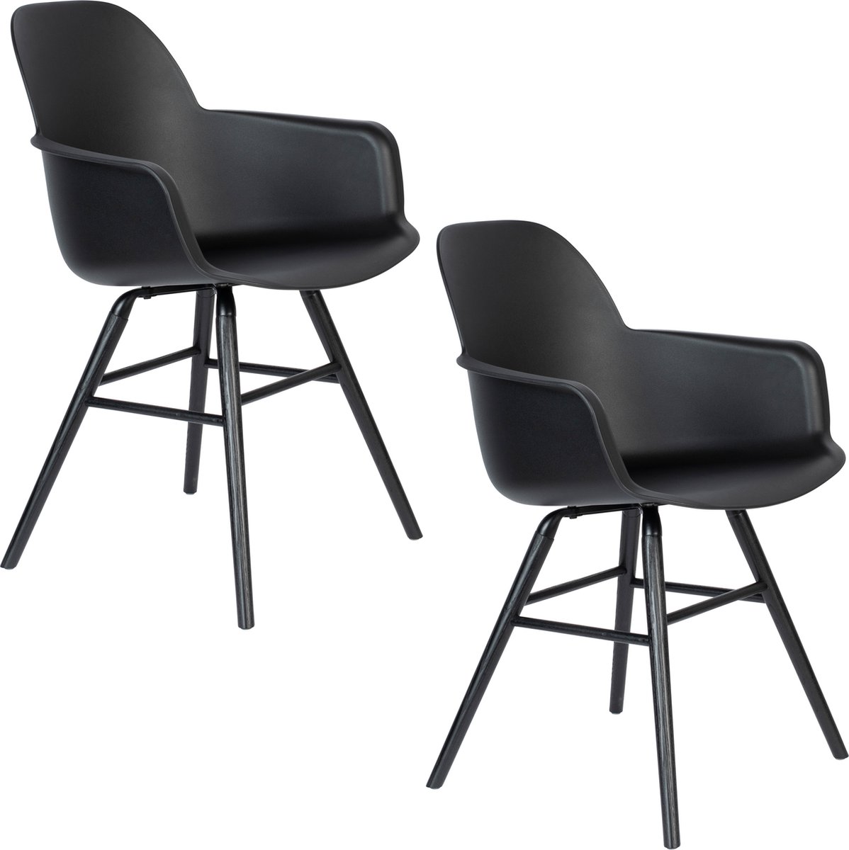 Albert Kuip Eetkamerstoelen Armleuning Zwart - Set van 2