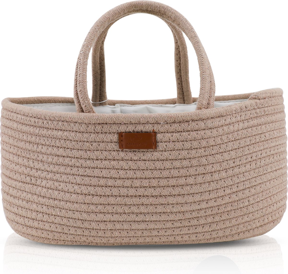 Muuzey Luiermandje - Crème - Luiermand - Luiertas en Commodemandje - Babykameraccessoires - Opbergmand kinderkamer - Kraamcadeau - Babyshower
