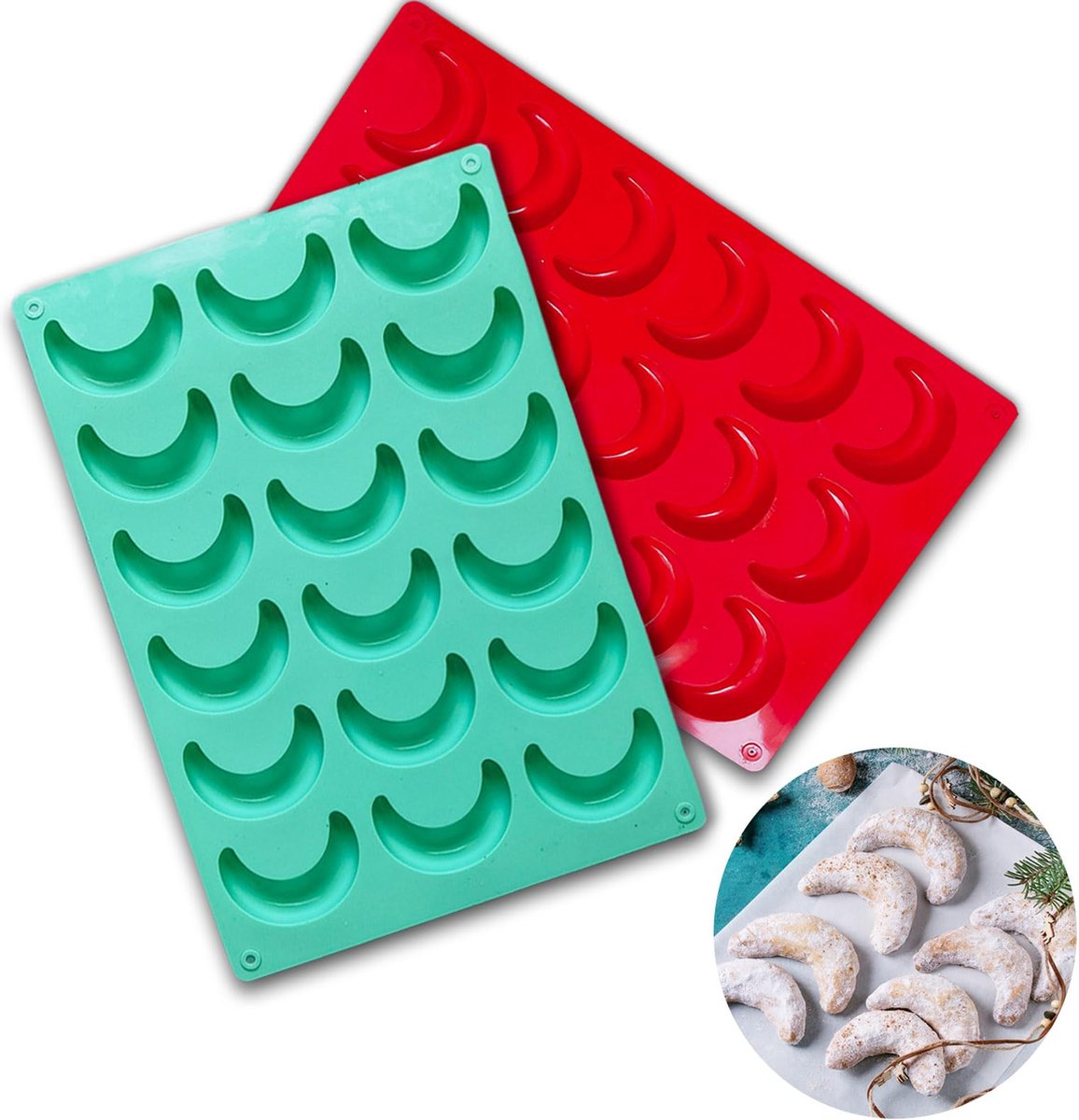 La'Moussawi ® Siliconen Bakvormen Set voor Perfecte Vanillekoekjes en Bonbons