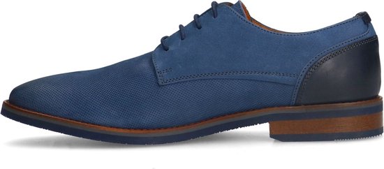 Van Lier - Homme - Chaussures à lacets en nubuck bleu - Taille 40