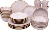 Bol.com 30 delige serviesset - 6 personen - Lagos - wit met bruine spikkel - Portugees stoneware aanbieding