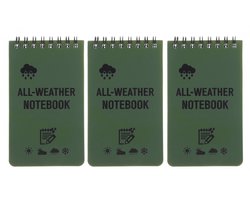 Notitieblok All Weather - Waterbestendig - 3 stuks - 7.6 x 12.7 cm - Waterdicht Notitieboek - Voor Buitenactiviteiten - All-Weather Memo Pads met Topspiraal