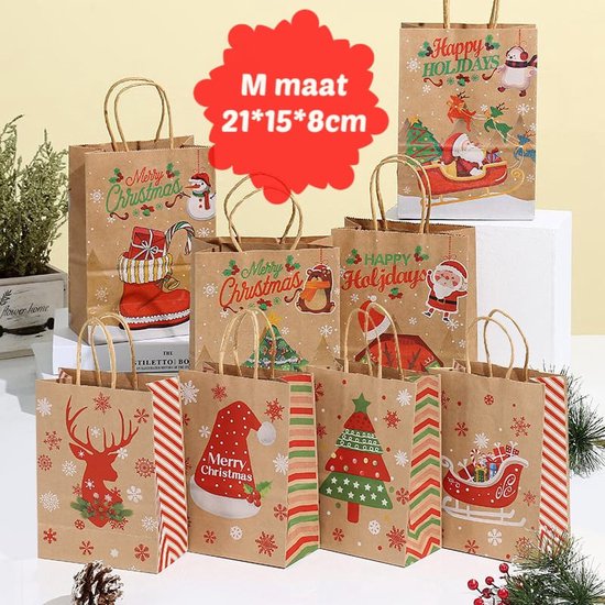 Kersttassen - 8 stuks - 21x15x8 cm - Kerst set