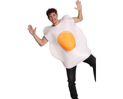 Partychimp Gebakken Ei Kostuum Volwassenen Carnavalskleding Heren Carnavalskleding Dames Vrijgezellenfeest Kostuum Vermomming Carnaval Eten Kostuum Grappig Ei Pak - Wit/Geel - Polyester - Unisex - 1-Delig Kostuum - One Size