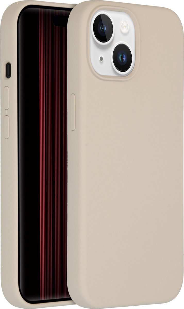 Accezz Hoesje Geschikt voor iPhone 15 Hoesje Siliconen - Accezz Liquid Silicone Backcover - beige