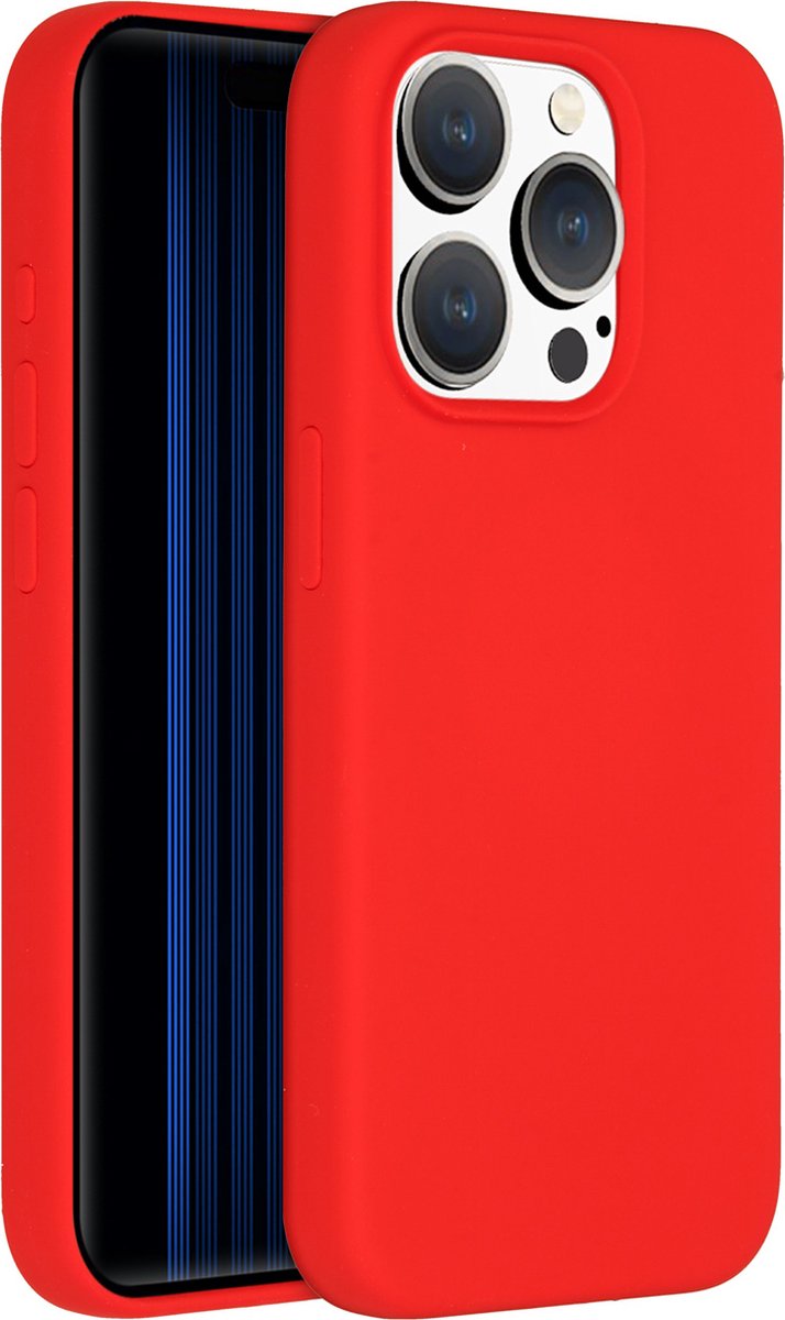 Accezz Hoesje Geschikt voor iPhone 15 Pro Hoesje Siliconen - Accezz Liquid Silicone Backcover Geschikt voor MagSafe - Rood