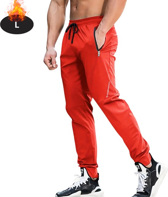 Livano Trainingsbroek Heren - Sportbroek - Trainingsbroek Lang - Trainingspak - Sportkleding - Rood - L