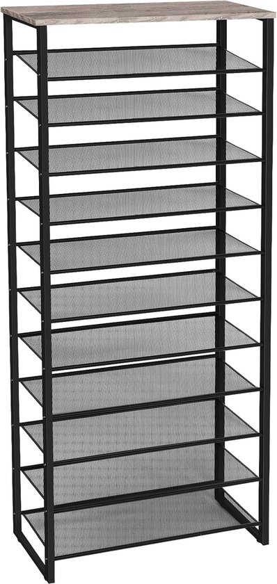 HOOBRO Large Shoe Rack, 12 Levels Shoe Rack, Shoe Cabinet High, for 35-45 Pairs Shoes, Metal Frame, Industrial Style, for Hallway, Living Room