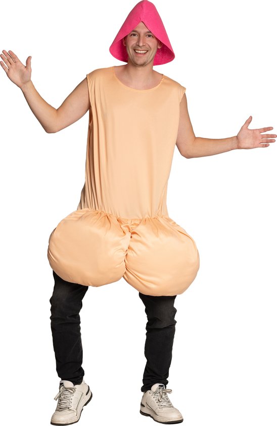 Costume de pénis Partychimp, costume court pour enterrement de vie de garçon, costume amusant, Déguisements pour hommes, Déguisements pour femmes, déguisements Adultes - Multicolore - Polyester - Unisexe - Taille unique - Costume 2 pièces/chapeau