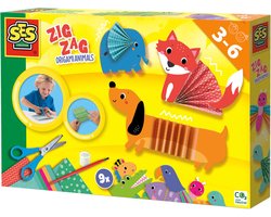 foto van SES Creative - Zig Zag Origami Dieren - inclusief schaar - 9 grote dieren - met bedrukt vouwpapier - Knutselen