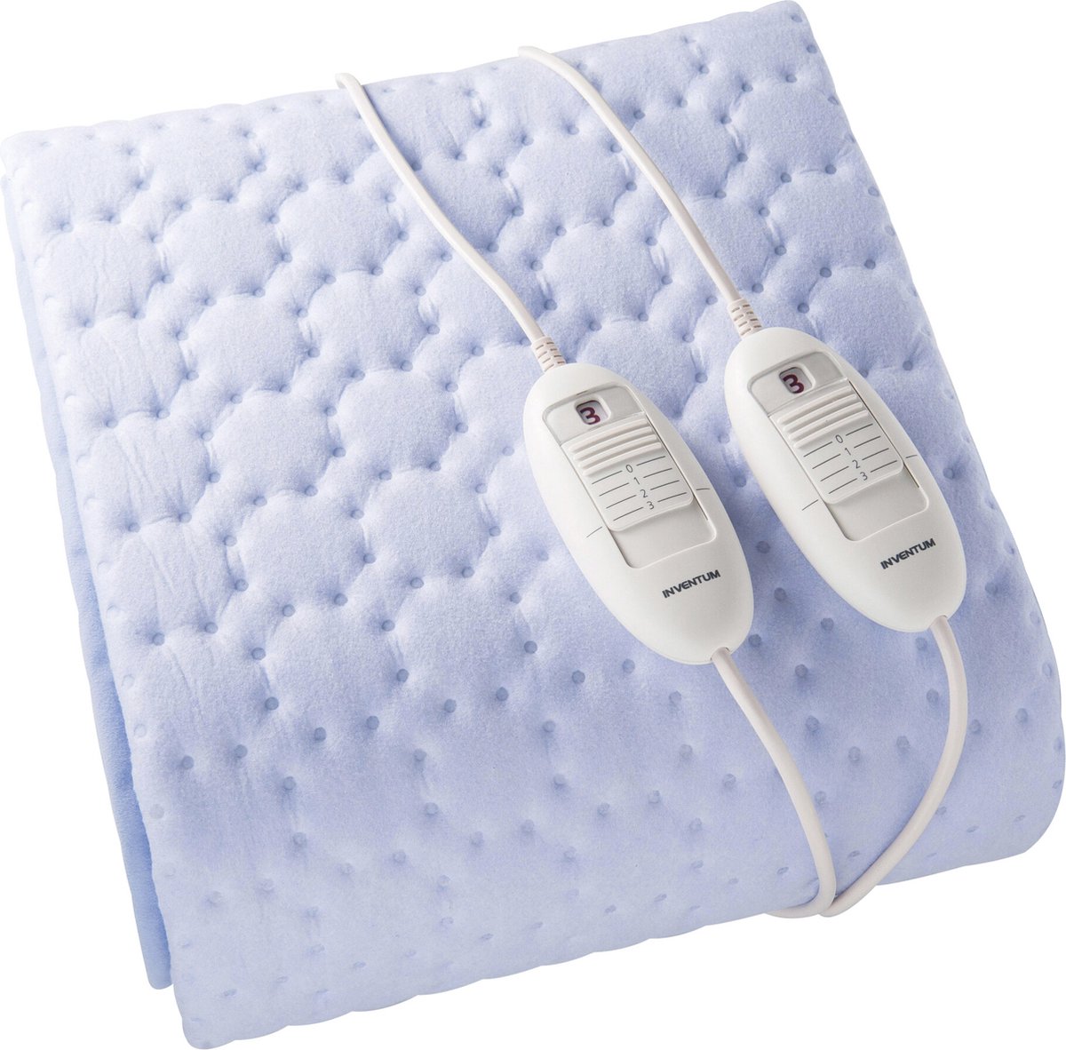 Inventum HN236I elektrische onderdeken 150x150 cm - Tweepersoons - Extra warme voetzone - 3 warmtestanden - 2 schakelaars - Warmtedeken - Uitwasbaar - Oververhittingsbeveiliging - Fleece - Lichtblauw