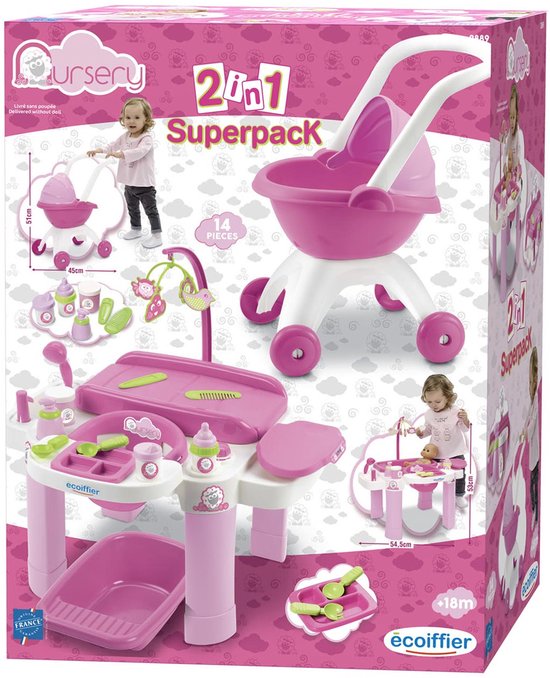 Ecoiffier poppenwagen verzorgingsset - speelgoed set voor kinderen.
