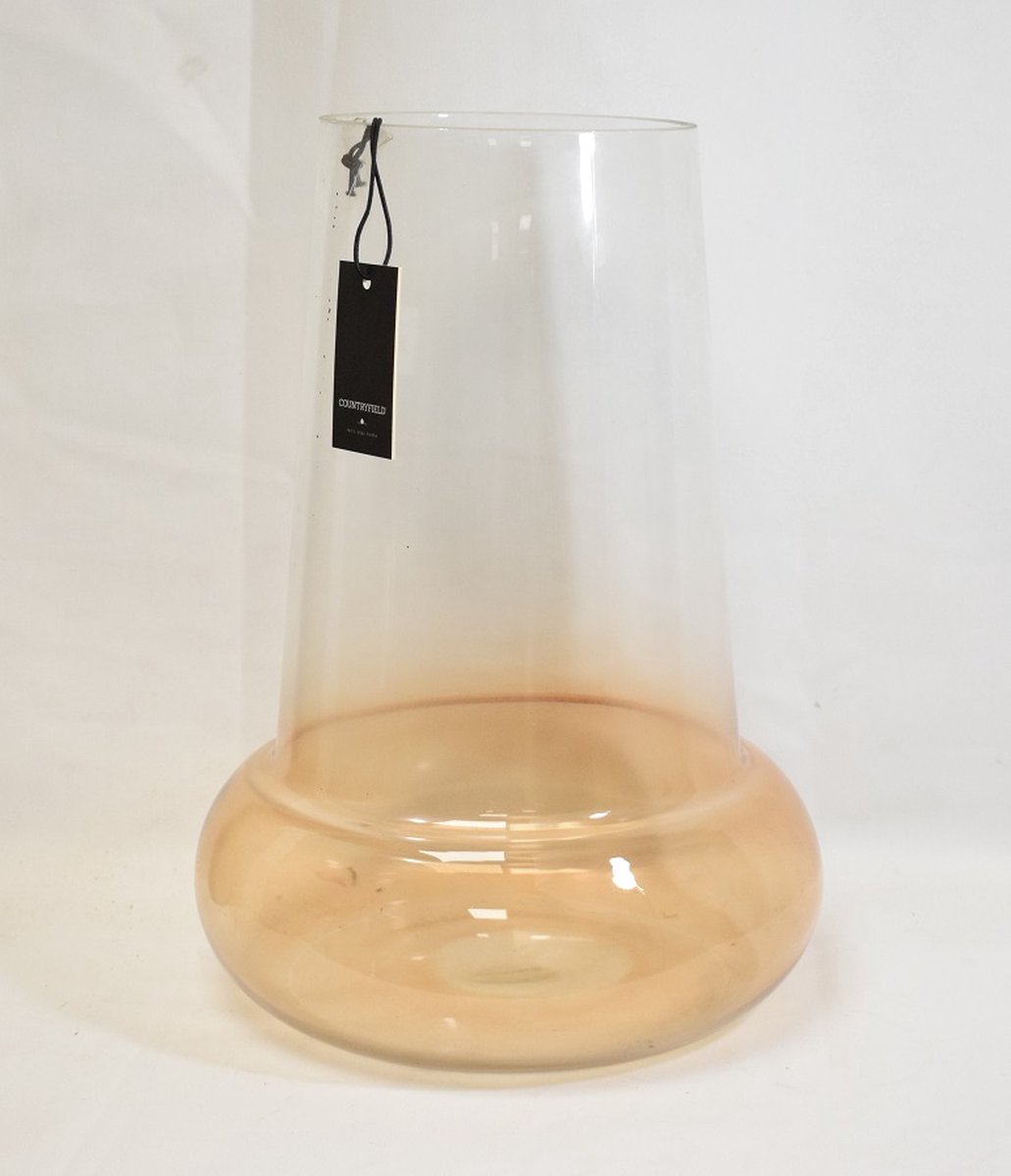 Countryfield - XL Vaas - glas - 2 kleurig - helder - licht bruin - H35 x Ø 25 cm - opening Ø 14 cm