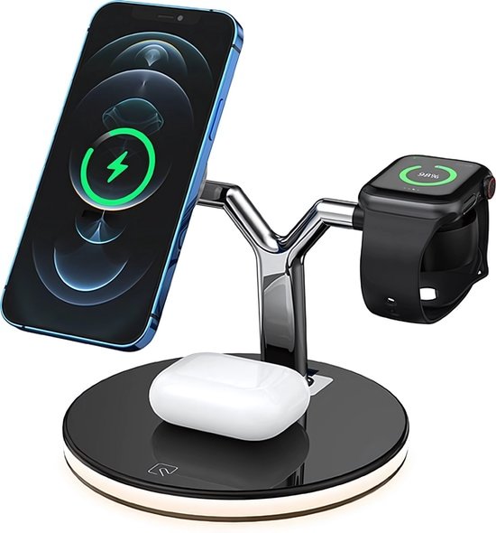 UGREEN MagFlow MagSafe Charger for iPhone 16, Qi Wireless Charger Stand, 2-in-1 Mag Safe Charger Stand Compatible with iPhone 17/17 Air/17 Pro/17 Pro Max/16/15/14/13/12 Series, AirPods 3/2/Pro