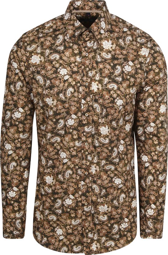 Chemise adaptée Paisley Vert Beige - Taille M - Homme - Chemise décontractée