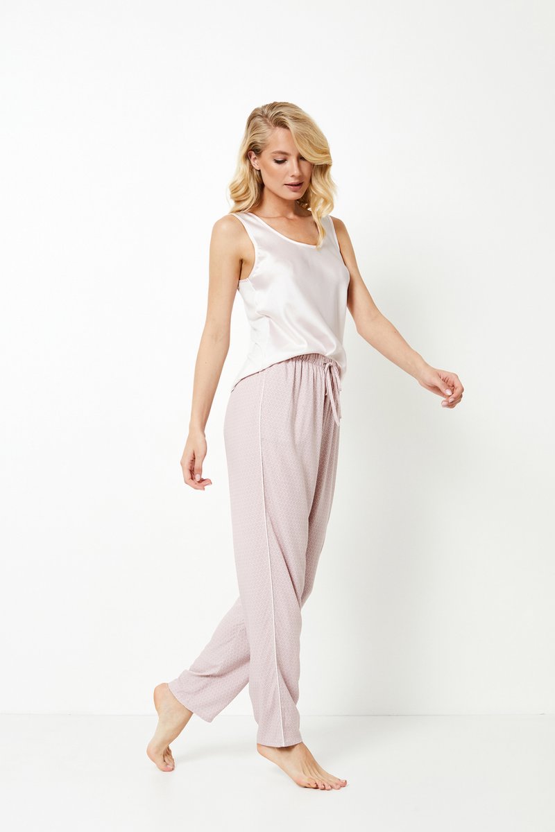 Dames Pyjama Lakena-Mouwloze Top & Lange Broek-Zachte Stoffen-Verstelbare Taille- Roze & Paars-Maat XL