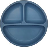 Assiette en Siliconen Bébé et enfant - Bleu foncé - Assiette enfant - Avec 4 ventouses - Forte - Assiette plate - Assiette petit déjeuner - Compartiments