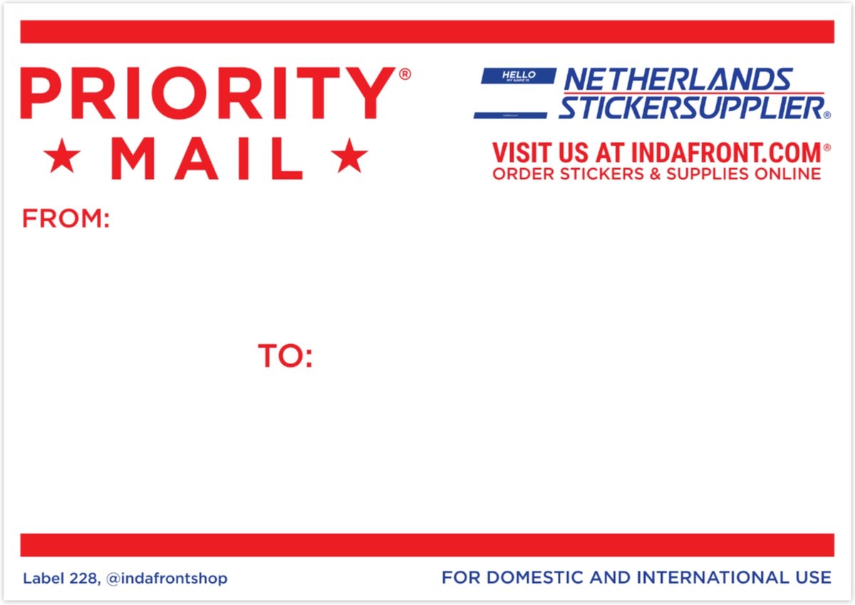 Priority Mail Stickers Mat - 50 stuks