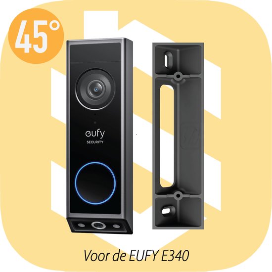 Hoekbeugel 45° voor Eufy Video Doorbell E340 – modelspecifiek, strak ontwerp, volledig zicht zonder dode hoek