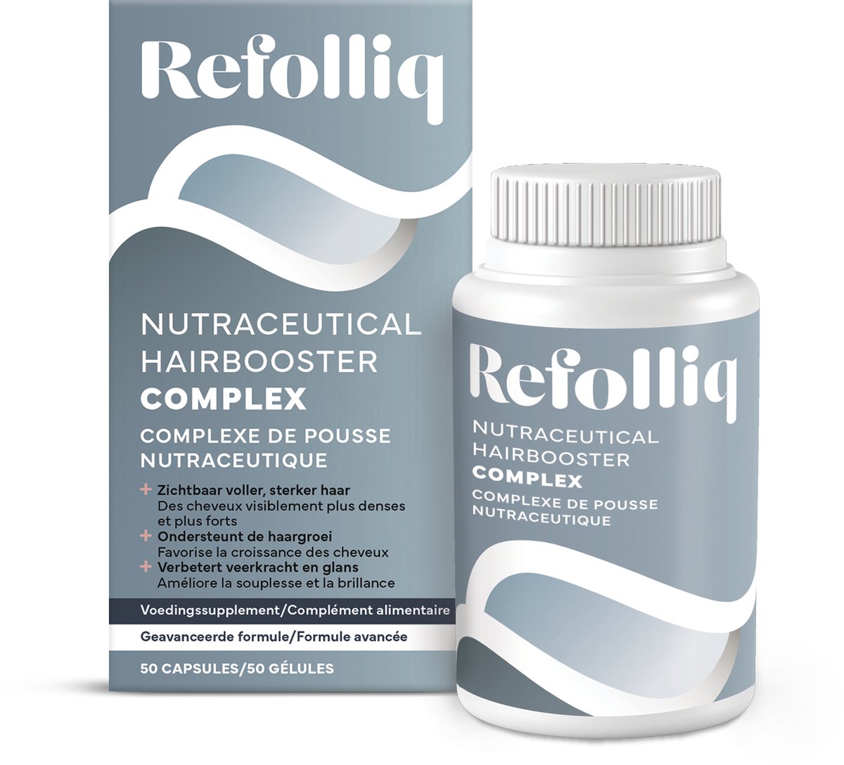Goedkoopste Refolliq Nutraceutical Hairbooster Complex Capsules - Zichtbaar voller, sterker haar - Ondersteunt de haargroei - Versterkt haar, huid en nagels - Verbetert veerkracht en glans - 50 capsules