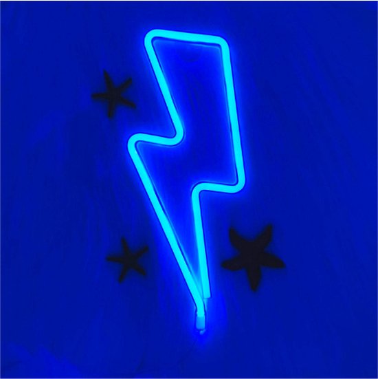 Foto: Bliksemschicht led neon signs licht voor muur blauw led neon licht teken batterij usb aangedreven led neon wandlampen nachtlamp met 4 stks haken voor kamer decor